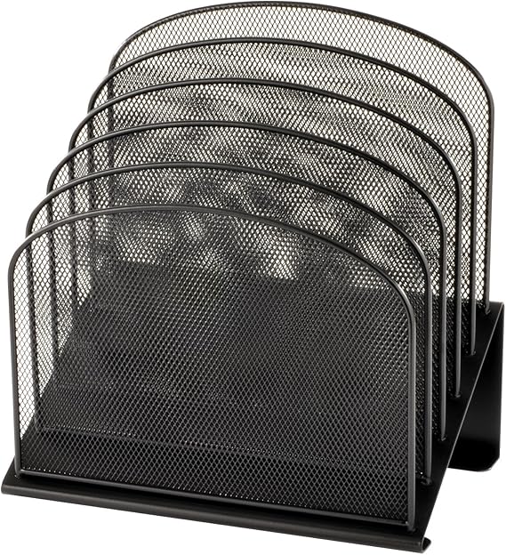Safco Products 3257BL Onyx Mesh Desktop Organizer with 5 Tiered Sections, Black