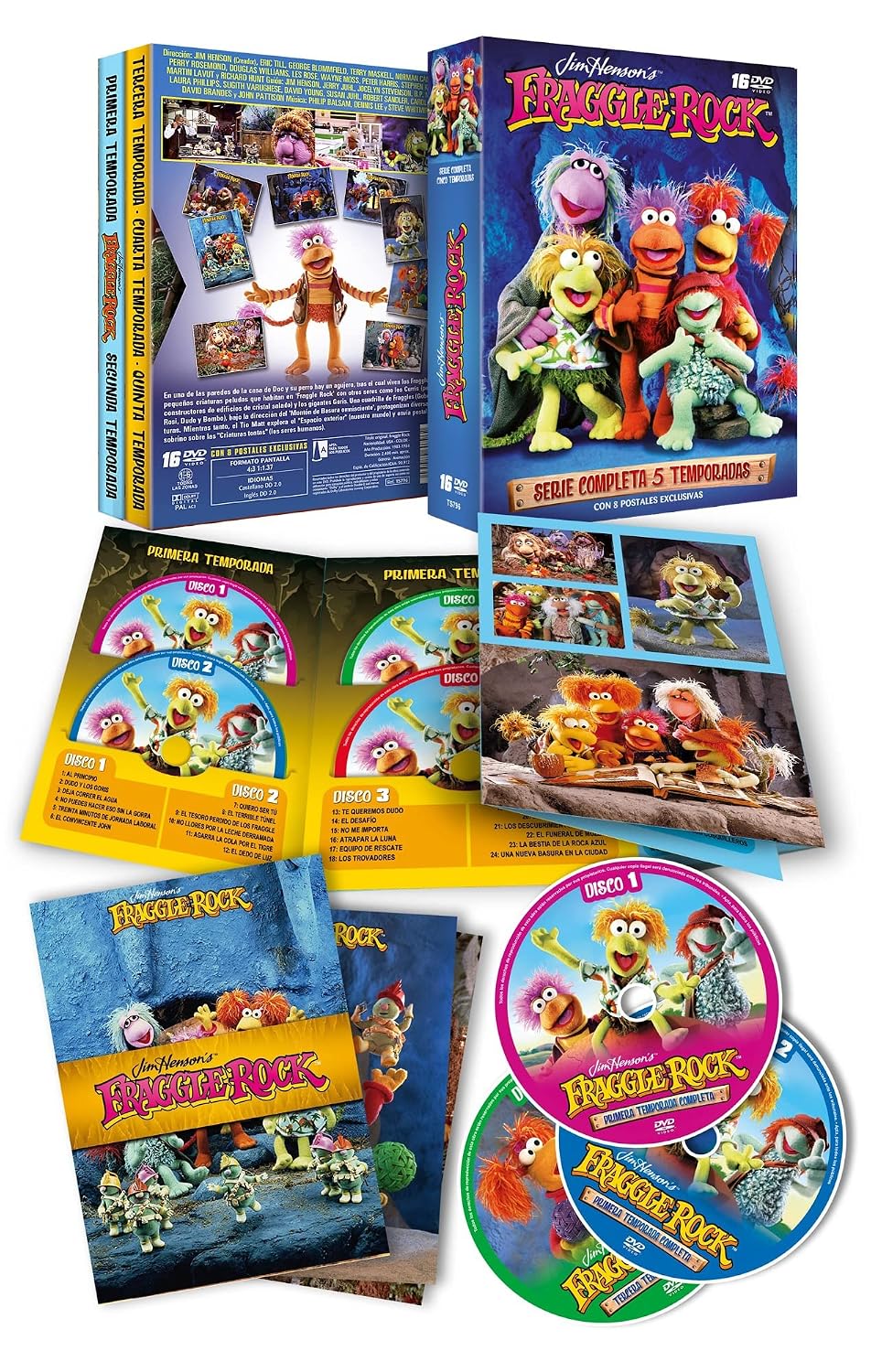 Fraggle Rock Digipack Serie Completa Temporadas 1 a 5 en 16 DVDs + 8 Postales