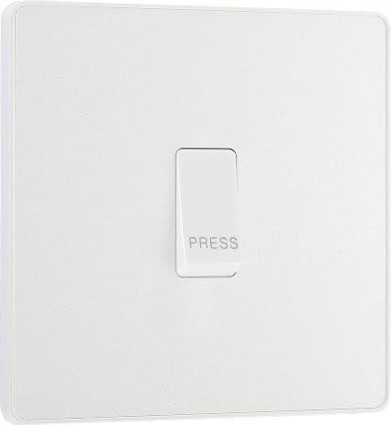 BG Electrical Single Retractive Press Switch, Screwless Front Plate, Round Edges, 1 Way, Evolve, Pearlescent White, 10A, PCDCL14W