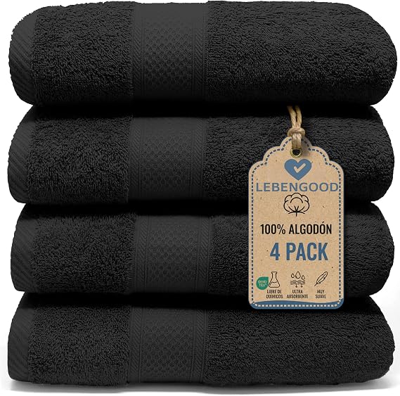 LEBENGOOD Washbasin Towels 50 x 90 Pack of 4 Bathroom Hand Face Cotton Hotel Gym