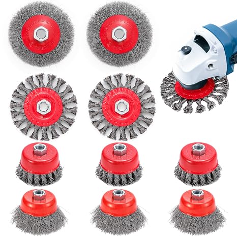 Idong 10PCS Wire Brush for Angle Grinder, 75mm and 100mm Angle Grinder Cup wire Brushs with M14 Thread, for Cleaning, Rust Removal and Grinding