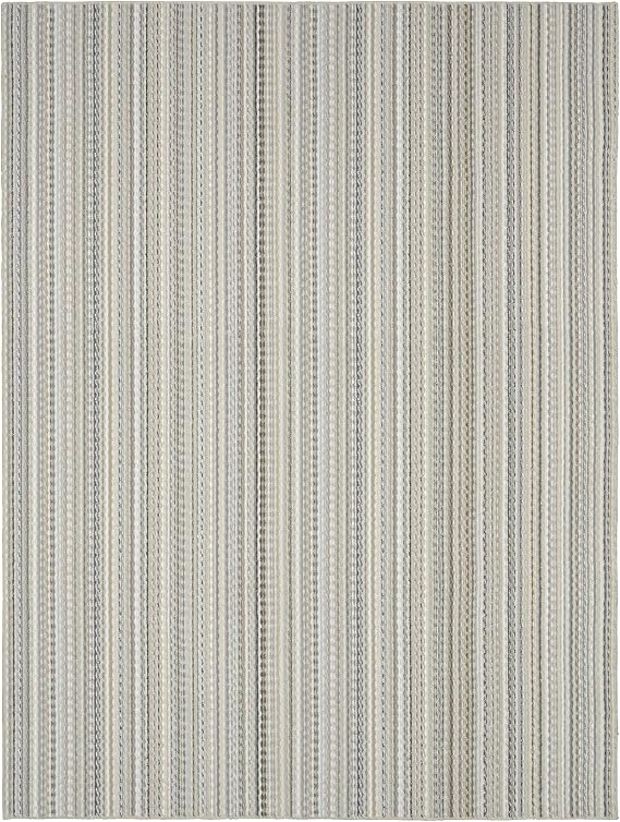 Garland Rug Carnival Stripe Non-Slip Recycled 7' x 12' Random Earthtone Stripes Area Rug – Modern, Stain-Resistant, Ideal for Living Rooms & High-Traffic Areas