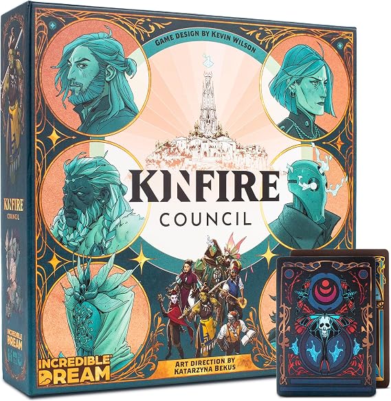 Kinfire Council – Competitive Strategy & Political Board Game – 2–6 Players – 90–120 Minute Gameplay – Unique Councilor Powers, Worker Placement, Voting & Cult Challenges – Ages 14+