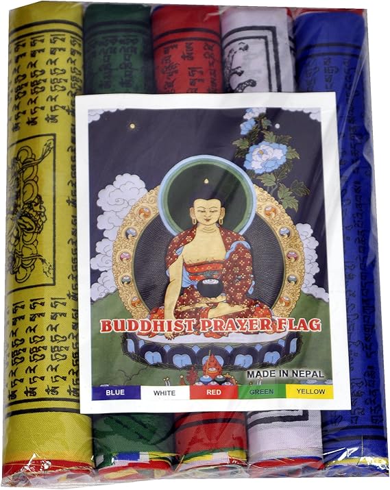 Tibetan Buddhist Prayer Flags 8.5 Inch for luck, happiness, longevity and prosperity - Pack of 50