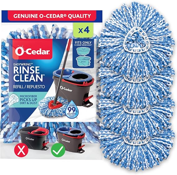 O-Cedar EasyWring RinseClean Refills, 4 Pack, Blue