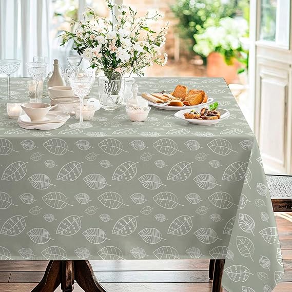 Home Direct Wipe Clean Table Cloth Oilcloth PVC Tablecloth Table Cover Protector Leaves 100cm x 140cm 39"x55" Sage Green