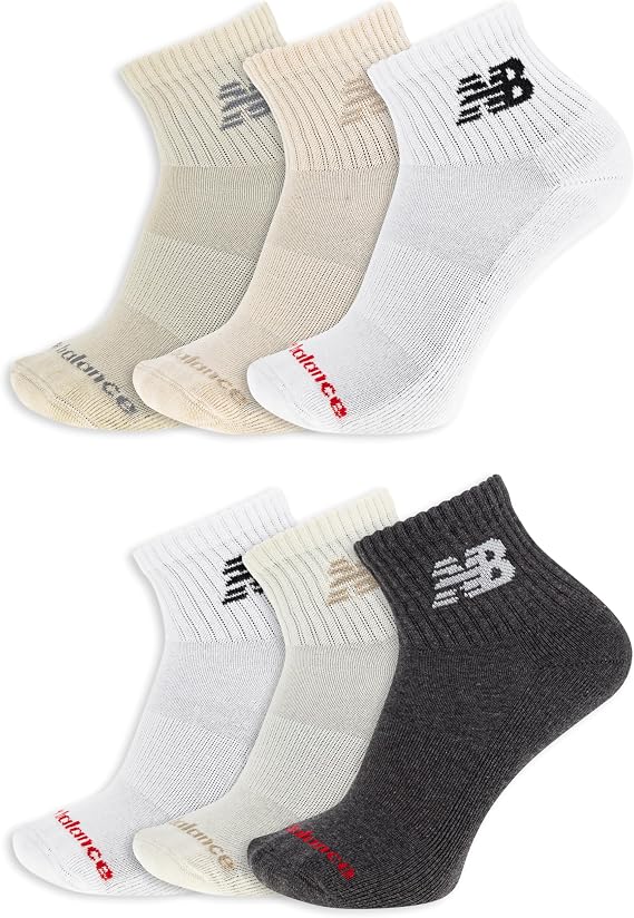 New Balance Unisex Men's and Women's Everyday Crew & Ankle Socks - 6 Pairs - Cushioned Durable Reinforcement EVERYDAY ANKLE SOCKS