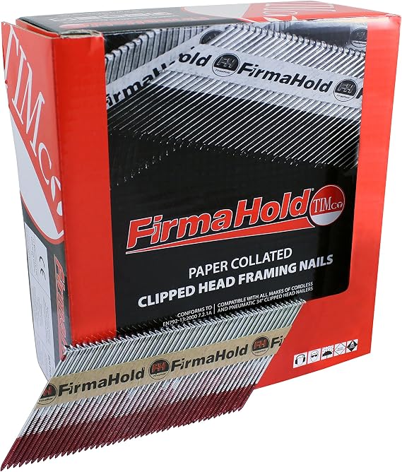 TIMCO FirmaHold Collated Clipped Head Nails - Trade Pack - Ring Shank 2.8 x 50 - Bright- 3300 Pieces