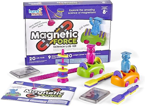 Learning Resources 90740 Force Lab 8-12, Kids Kit with Fact-Filled Guide, Make Magnets Float and Build a Compass, STEM Toys, 9 Science Experiments, Multi