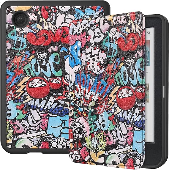 Case for KOBO Clara Colour/Clara BW (6 Inch) PU Leather Case Slim Lightweight Smart Protective Shell With Auto Sleep/Wake Flip Cover Holster Graffiti Pattern