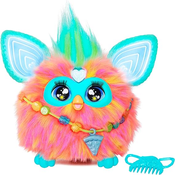 Furby Coral Interactive Plush Toy - English Version, 6 inch