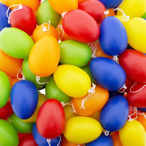 Easter eggs made of plastic for hanging assorted colours 6 cm