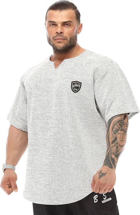 BGSM Men's Oversize T-Shirt, Bodybuilding, Lifting Cardio Rag Top Thick Fabric Textured Active T-Shirt