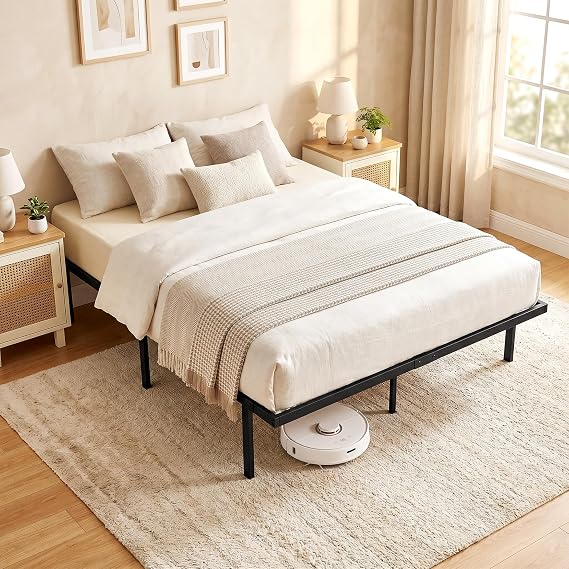 HOMCOM 4ft6 Double Bed Frame with Underbed Storage, 35.5 cm Height, Black