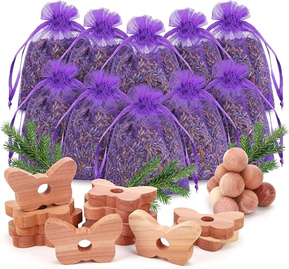 Moth Repellent for Wardrobes 36PCS Wardrobe Fresheners Include 14PCS Moth Balls, 12PCS Repellent and 10PCS Lavender Bags, Suitable for Wardrobes Wardrobes Drawers