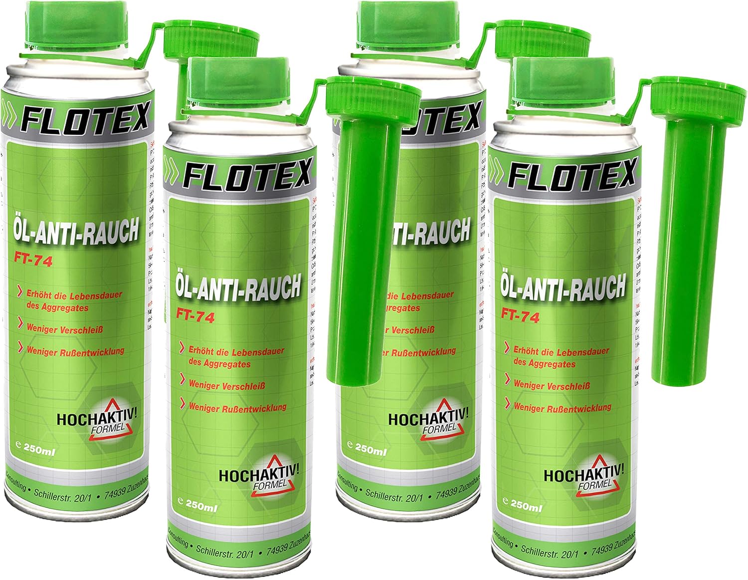 Anti-Smoke Oil 4 x 250 ml Additive Reduces Wear and Soot Development