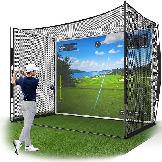 Haokelball Golf Practice Net 10x8FT Driving Hitting Net & Simulator Cage