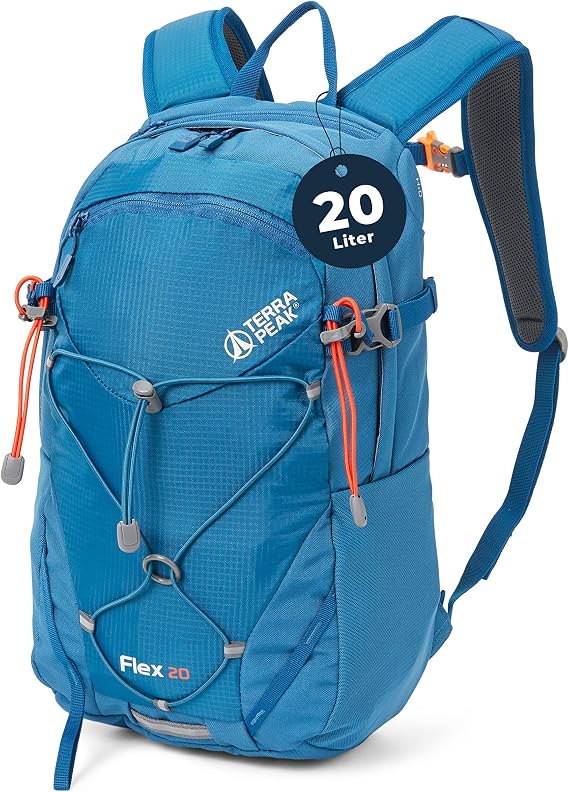 Terra Peak® Premium Wanderrucksack 20L (FLEX 20) klein mit Rückenbelüftung Regenschutz & Trinksystem-Halterung - Ergonomischer Outdoor Trekkingrucksack aus 3D Air Mesh Polyester & Hüftgurt
