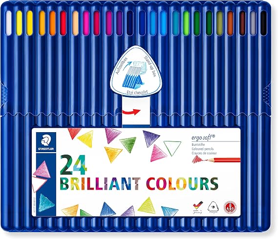 STAEDTLER ErgoSoft 157 Coloured Pencils - 24 Colours, Triangular