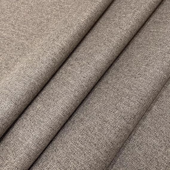 Fire Retardant Rustic Tweed Faux Wool Look Chevron Woven Herringbone Upholstery Fabric - Saddle Brown - Sample