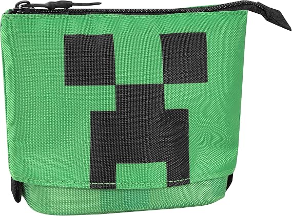 MINECRAFT - Vertical Telescopic Pencil Case, Zip Pocket, Ideal for Organizing Stationery, Green, 12 x 12 H (Extension +7) x 5 cm - Green