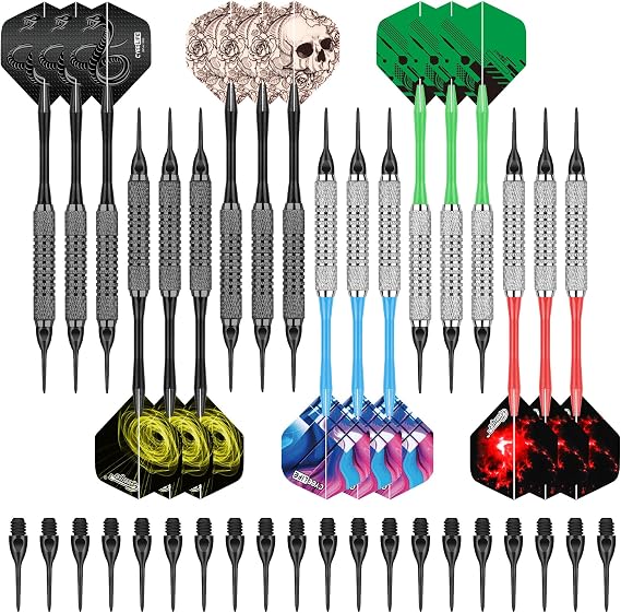 CyeeLife Plastic Tip Darts - Set of 18 Soft Tip Darts for Electronic Dart Board