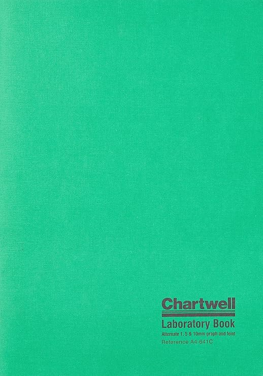 Exacompta - Ref A4-641CZ - Chartwell - Softcover Laboratory Technical Note Book, A4 297 x 210mm, 1mm/5mm/10mm Quadrille Grid Square Ruling, 80 pages 70gsm Paper - Green