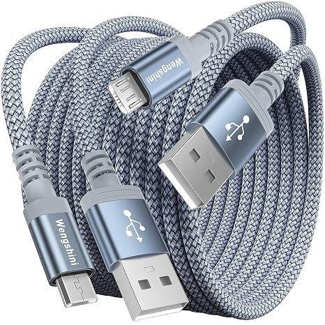 Micro USB Cable 2M, 2Pack Long Android Charger Cable, Micro Charging Cable Nylon Braided Compatible With Samsung S7/ S6/ S5, ps4 controller charger cable, Kindle Fire, Sony, HTC
