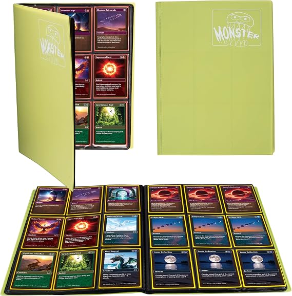 MONSTER PROTECTORS Binder – 9 Pocket Trading Card Album – mat sarı – holds 360 Yugioh, Magic, and Pokemon Cards
