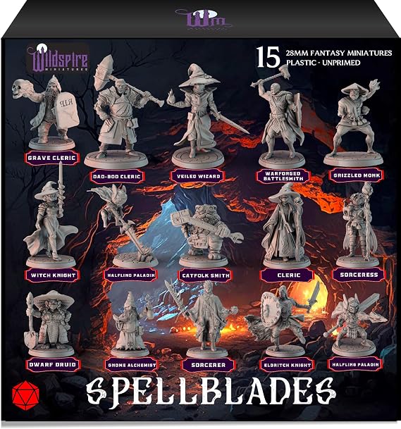 Wildspire 15 Spellblades - DND Minyatürleri için Kahraman ve NPC Karakterleri 28mm Dungeons & Dragons Minyatürleri Toplu D&D Minyatürleri DND Minyatürleri DND Minyatürleri DND Figürleri