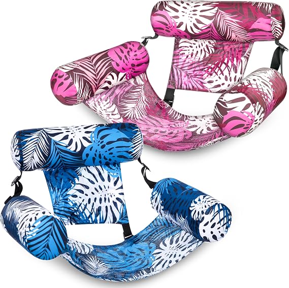 SLOOSH Inflatable Pool Floats Adult, 2 Packs Floating Lounge Chairs, Blow up Pool Inflatables for Adult, Inflatable Chair for Party Summer Water Beach Lake Fun
