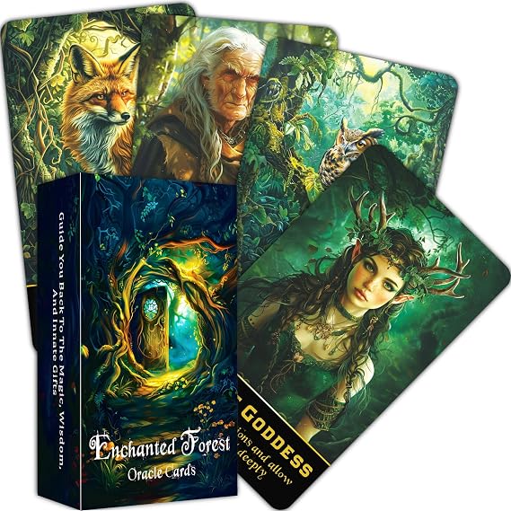 QCFQCF Enchanted Forest Oracle Deck, Oracle Cards for Beginners, Discover Mystical Wisdom and Nature's Secrets for Spiritual Guidance and Transformation
