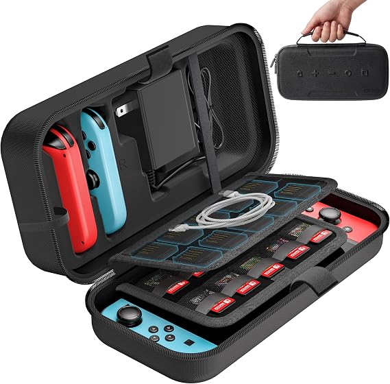 Compatible with Switch/Switch OLED Model, Not Compatible with Switch 2Switch Case OIVO Switch Storage Case, Carry Case, Waterproof, Dustproof, Stain-Resistant, Shockproof, Full Protection, Large