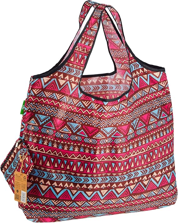 ECO CHIC Foldable Reusable Large Recycled Grocery Bags Lightweight Shopping Tote Bags with Storage Pouch