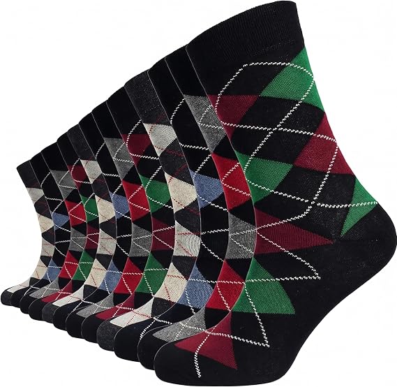 Sock Stack 12 Pairs Mens Socks Cotton Rich Design Crew Sock Suitable for Everyday Comfort and Casual Wear Size 6-11