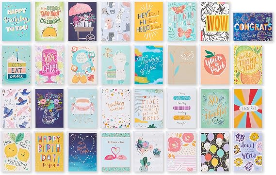 American Greetings Zarflar ve ürün kutusu ile tüm durumlar için lüks kartlar, doğum günü, düğün, teşekkür ve daha fazlası, 32 adet