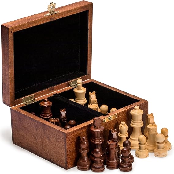 Husaria Staunton Tournament No. 4 Chessmen with 2 Extra Queens and Wooden Box, 76-millimeter Kings