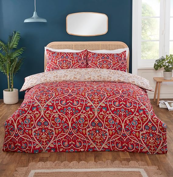 Rapport Home Harrow Microfibre Duvet Cover Set Single Ruby Red
