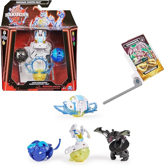 BAKUGAN - Starter Pack - Special Attack MANTID, Titanium DRAGONOID AND TROX - Action Figures Collectible Cards - Random Model - 6066989 - Toys Children 6 Years +