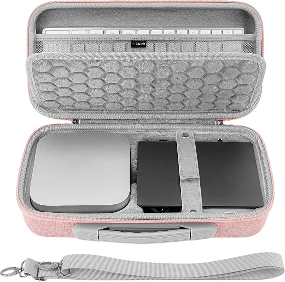 GEEKRIA Desktop Computer Hard Travel Case, Compatible with Apple 2026 Mac mini M5 / 2024 Mac mini M4 / Pro, Fit for Magic Keyboard, Mouse, Trackpad and Accessories (Pink)