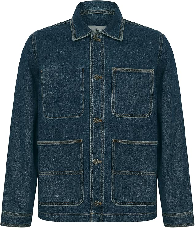Tokyo Laundry Men's Multi-Pocket Button Fasten Vintage Workwear Style Denim Chore Jacket