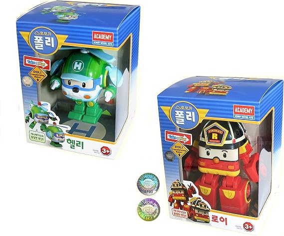 2 pcs Robocar Poli HELLY + ROY Transformer Robot Toy for kids