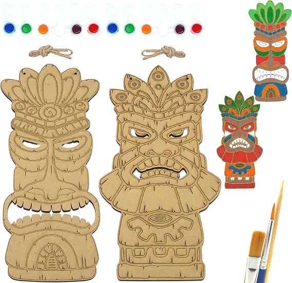 art inside İkili Set Etnik Totem Ahşap Boyama Tuval Seti Hediye Hobi Kiti Büyük Boy 30 Cm