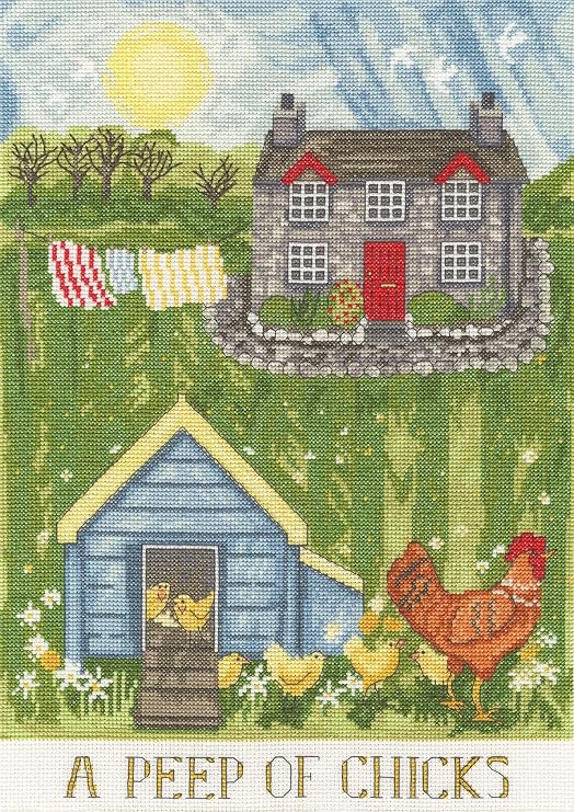 Bothy Threads Counted Cross Stitch Kit - A Peep of Chicks