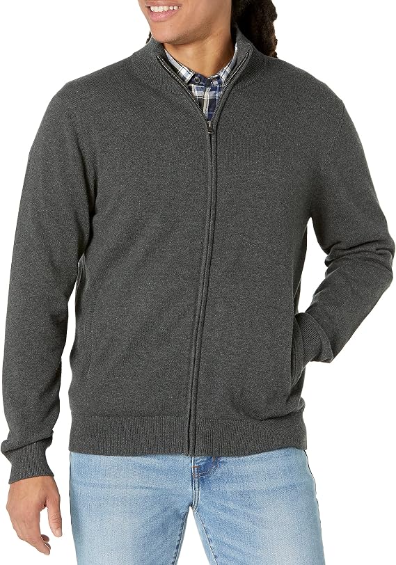 Amazon Essentials Men's Full-Zip Cotton Jumper