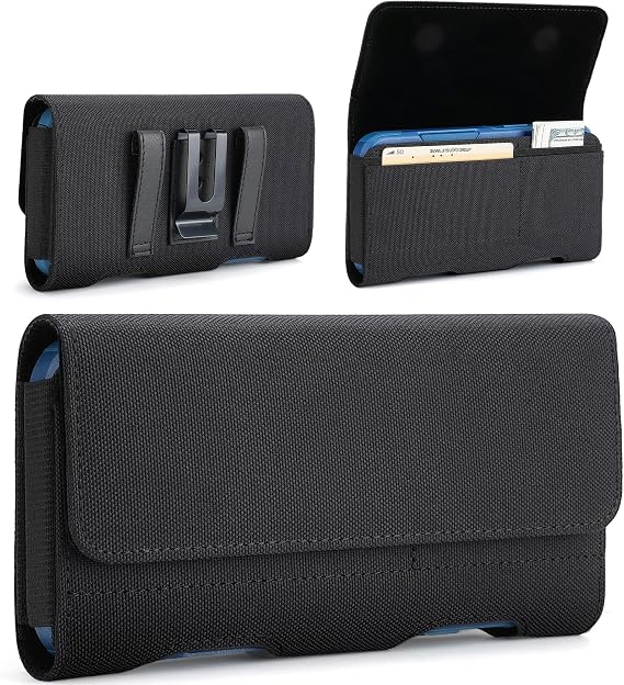 BECPLT Phone Holster For iPhone17 16 15 14 13 Pro, iPhone17 16 15 14 13, Galaxy S24,23, S22,S21, S20, S8, S9, Nylon Belt Case with Belt Clip Cell Phone Belt Holder Pouch Cover (Fits w/Commuter Case)