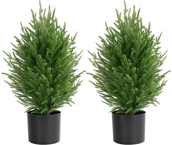 Christmas Norfolk Pine Tree Artificial Greenery Norfolk Pine Tree with Pot for Front Porch Indoor Outdoor Home Party Decor (2)