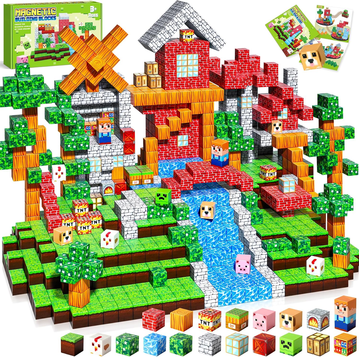 Magnetic Blocks-150 PCS Magnetic Building Blocks, Building & Learning Toy for Montessori Birthday Gifts with Magnets, STEM Montessori Sensory Toys Boys Girls Ages 3 4 5 6 7 8 9 10