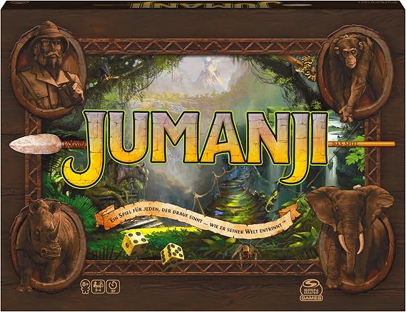 Spin Master 6062309 Board Game, Jumanji, for 2-4 People, Color Green, German Version