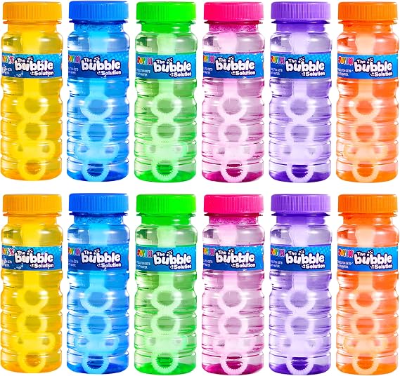 JOYIN 24 pcs Bubble Bottles with Wand Assortment, Bubbles Wand for Kids, 4oz/118ml Blow Bubbles Solution, Summer Toy, Bubble Party Favors, Birthday, Outdoor & Indoor Activity